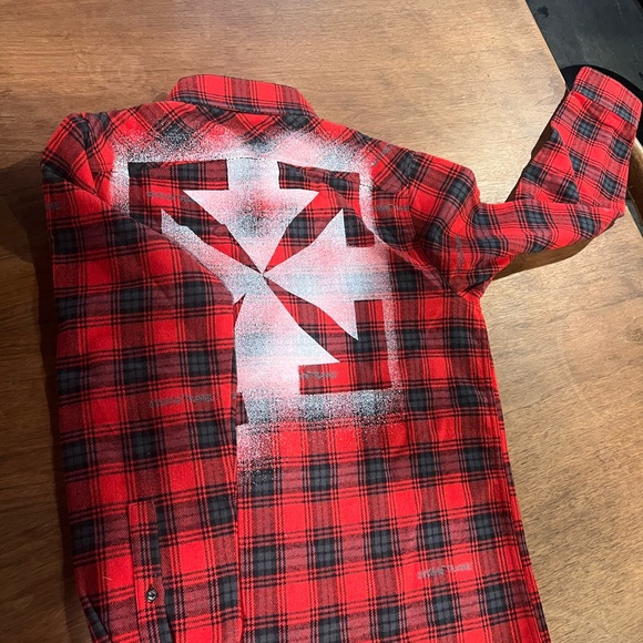 Off White Flannel (Black & Red). Logo embroidered on back. - Picture 3 of 11